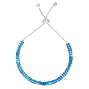 Macy's Emerald-Cut Adjustable Bolo Bracelet in Blue NWT